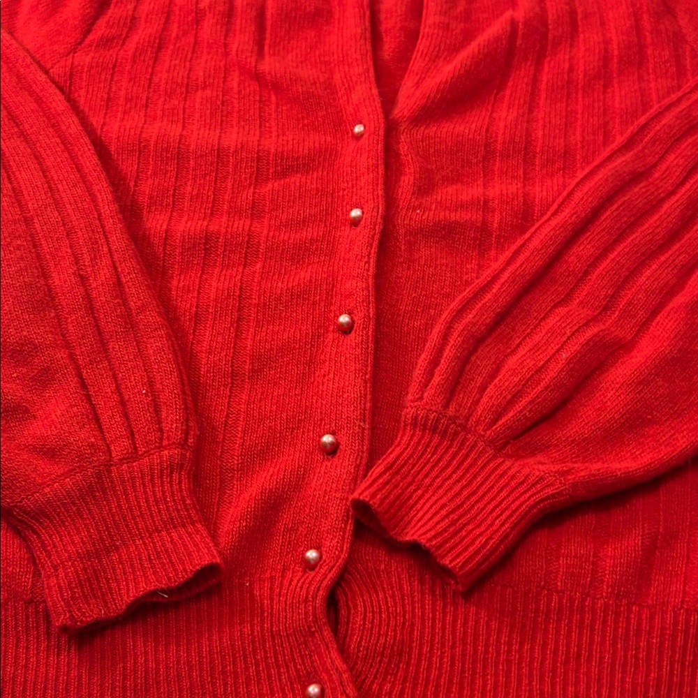 Lauren Alexandra Red Women's Cardigan Sweater - Picture 4 of 16